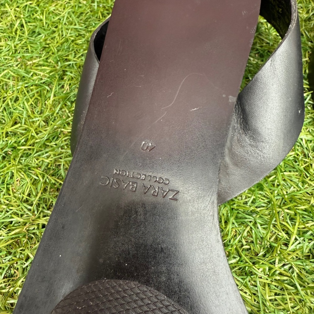 Zara Basic Collection Black Leather Braided Sling… - image 8